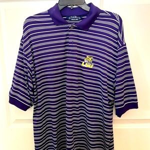 LSU‎ Tigers Nike Polo Shirt Size Medium Short Sleeve Purple And Gold A36
